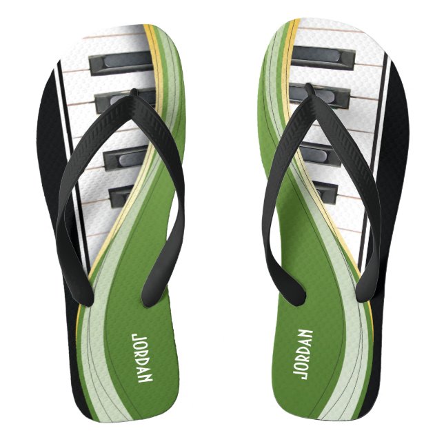 Fun Piano Design With Green Swoosh Thongs (Footbed)