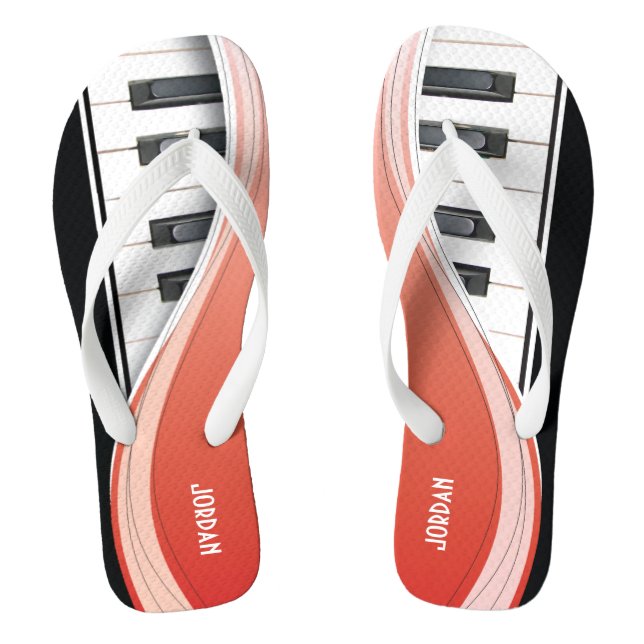Fun Piano Design With Red Swoosh Thongs (Footbed)