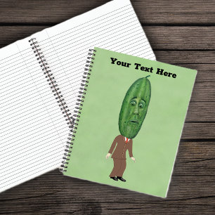 Fun Pickle Head Man Brown Suit Surprised Face Notebook