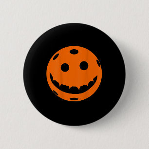 Fun Pickleball Halloween Pumpkin Back Print  6 Cm Round Badge