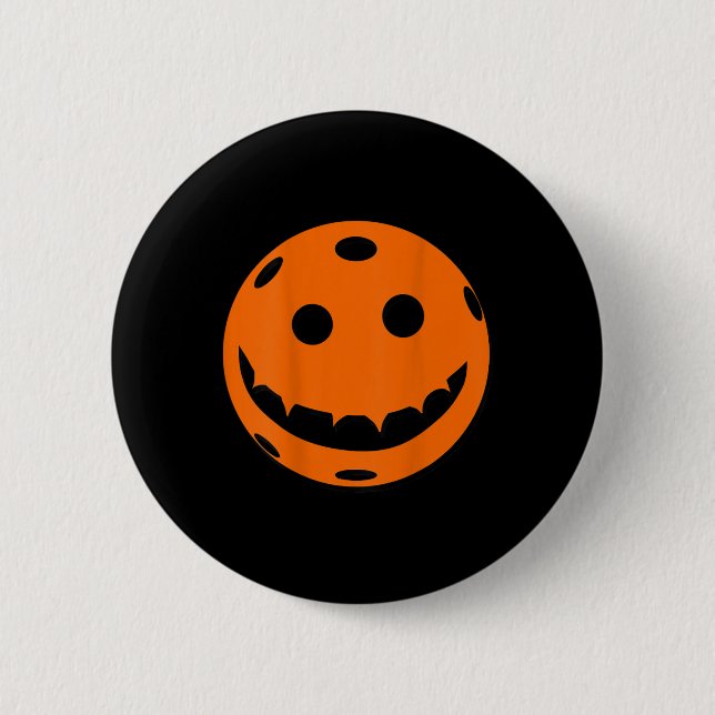 Fun Pickleball Halloween Pumpkin Back Print  6 Cm Round Badge (Front)