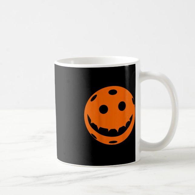 Fun Pickleball Halloween Pumpkin Back Print  Coffee Mug (Right)
