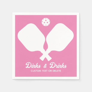 Fun Pickleball Party Dinks and Drinks Custom Text Napkin