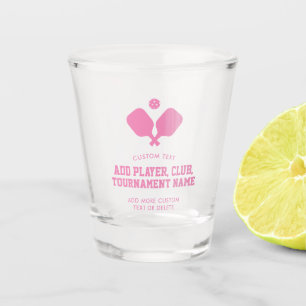 Fun Pickleball Party Pink Paddles Ball Custom Shot Glass