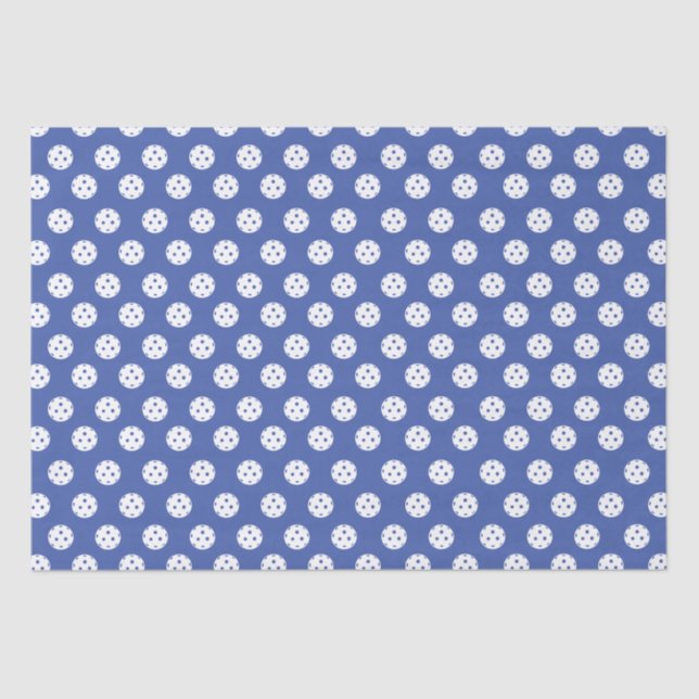 Fun Pickleball Pattern Blue White Sports Balls Tissue Paper (Front)