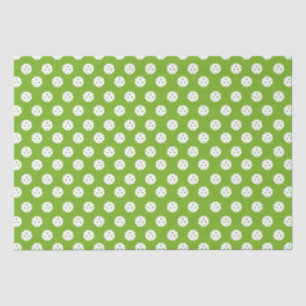 Fun Pickleball Pattern White Green Sports Balls Tissue Paper