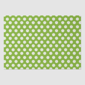 Fun Pickleball Pattern White Green Sports Balls Tissue Paper