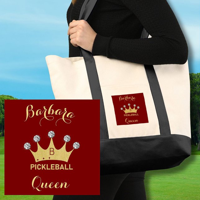 Fun Pickleball Queen Glam Monogram Name Gold     Tote Bag (Creator Uploaded)