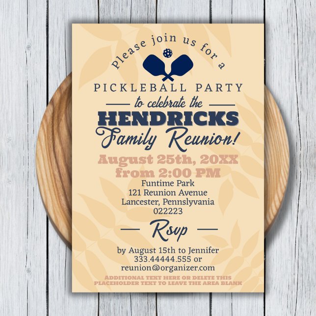 Fun pickleball themed Family Reunion Save the Date Invitation (Pickleball themed Family Reunion Invitation)
