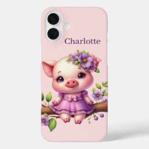 Fun pig lovers add your name  iPhone 16 plus case