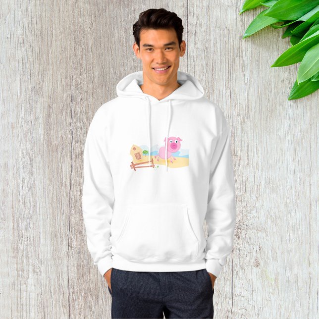 Fun Pig on Farm with Barn and Fence Hoodie (Creator Uploaded)