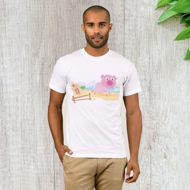 Fun Pig on Farm with Barn and Fence T-Shirt (Creator Uploaded)