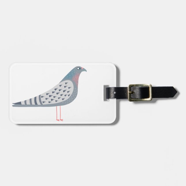 Fun Pigeon Luggage Tag (Front Horizontal)