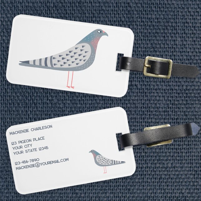 Fun Pigeon Luggage Tag (Fun personalized pigeon luggage tag for bird lovers)