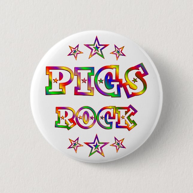 Fun Pigs Rock 6 Cm Round Badge (Front)