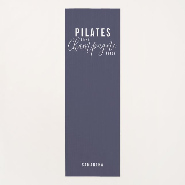Fun Pilates First Champagne Later Purple Workout Yoga Mat (Front)