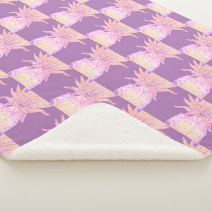 Fun Pineapple Pattern Sherpa Blanket