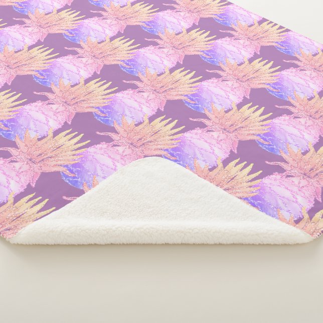 Fun Pineapple Pattern  Sherpa Blanket (3/4)