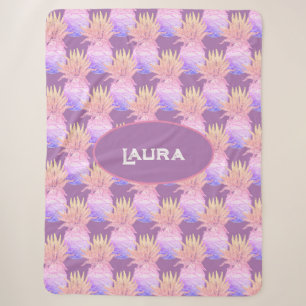 Fun Pineapple Pattern Sherpa Blanket