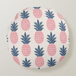 Fun pineapple seamless pattern round cushion