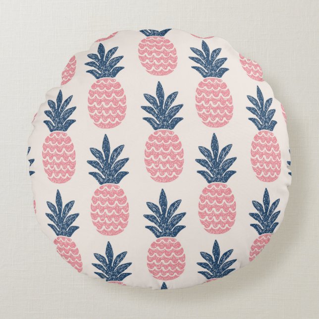 Fun pineapple seamless pattern round cushion (Front)