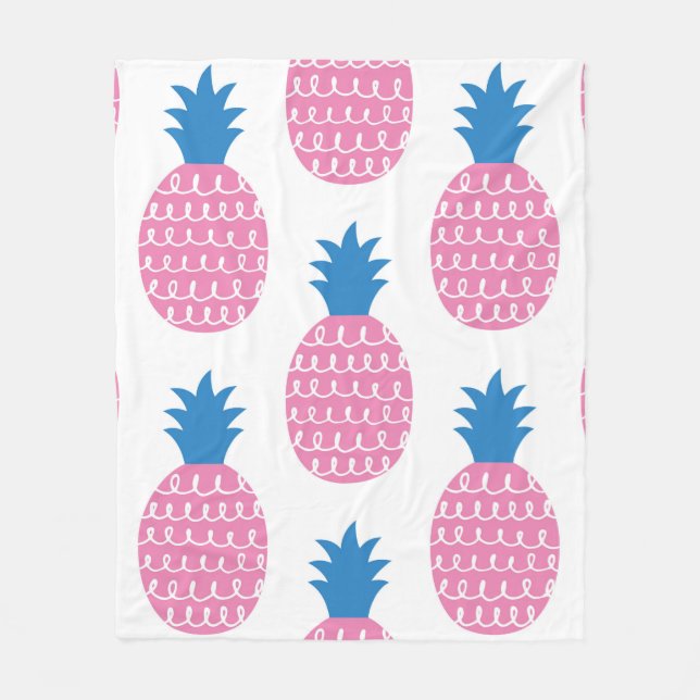 Fun pineapple seamless pattern vintage illustratio fleece blanket (Front)