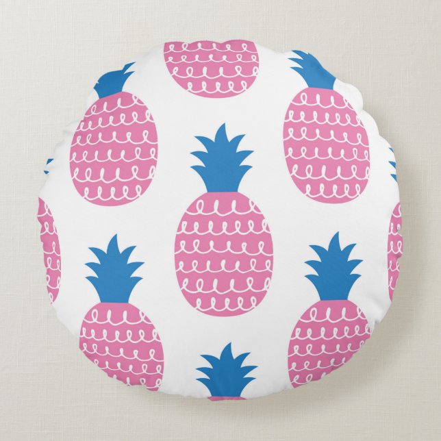 Fun pineapple seamless pattern vintage illustratio round cushion (Front)