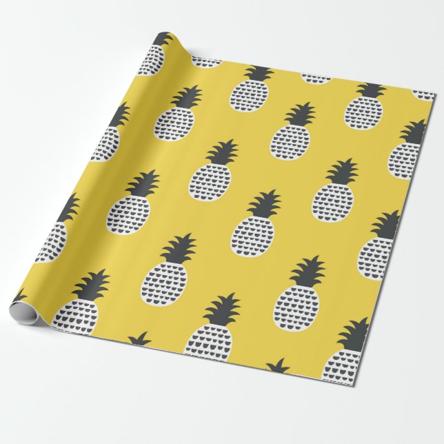 Fun pineapple seamless pattern wrapping paper (Unrolled)