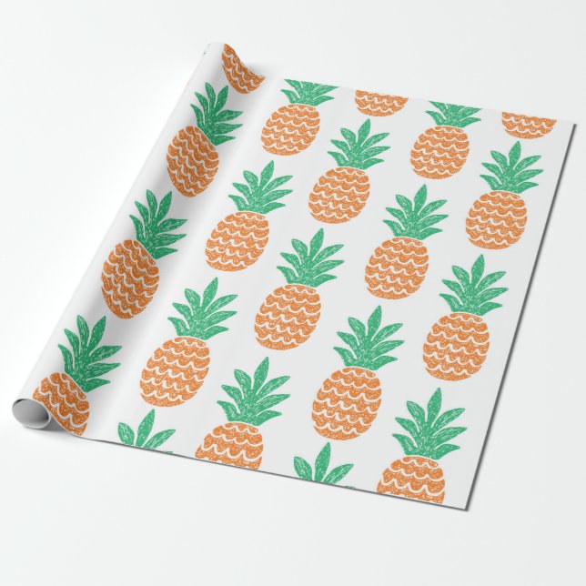 fun pineapple seamless pattern wrapping paper (Unrolled)