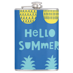 Fun Pineapple Vintage Card Design Hip Flask