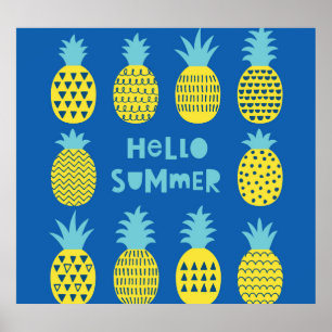 Fun Pineapple Vintage Card Design Poster