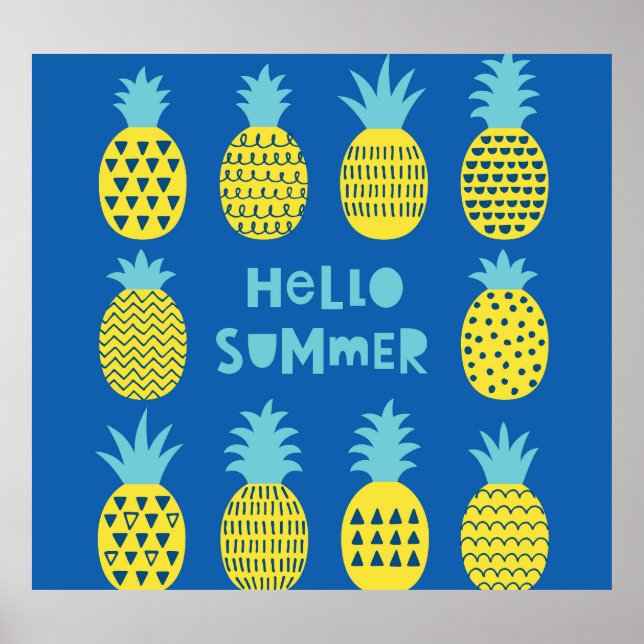 Fun Pineapple Vintage Card Design Poster (Front)