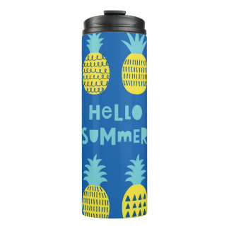 Fun Pineapple Vintage Card Design Thermal Tumbler
