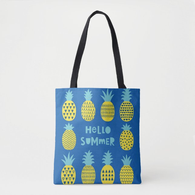 Fun Pineapple Vintage Card Design Tote Bag (Front)