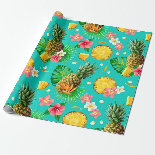 Fun Pineapple Wrapping Paper (Unrolled)