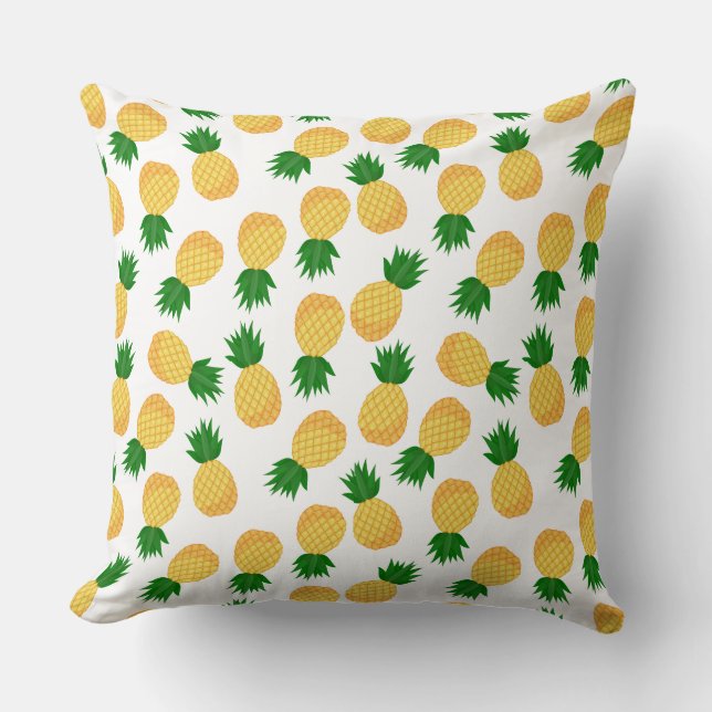 Fun Pineapple Yellow Green Fruit Pattern Design Cushion (Front)