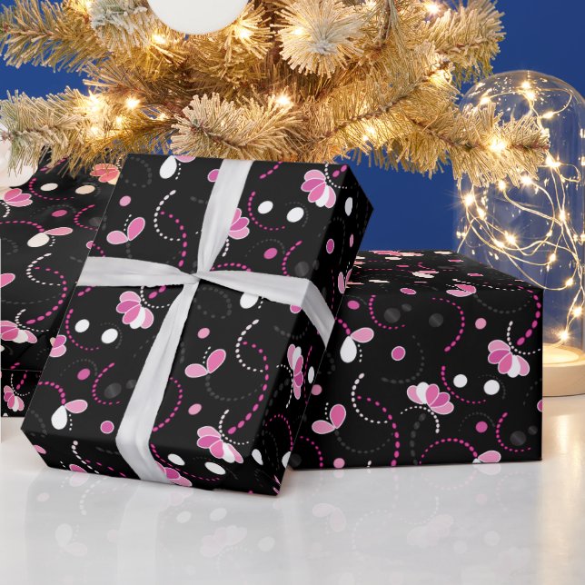Fun Pink Abstract (Change the Background Colour) Wrapping Paper (Holidays)