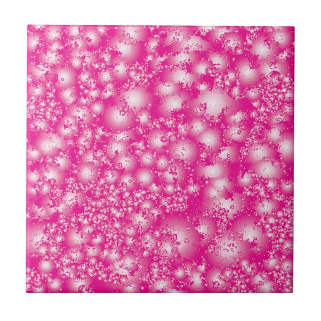 Fun PINK Abstract Ink Super Splash pattern Ceramic Tile (Front)