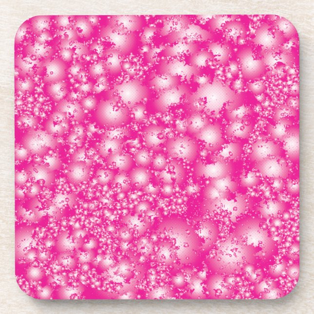 Fun PINK Abstract Ink Super Splash pattern Coaster (Front)