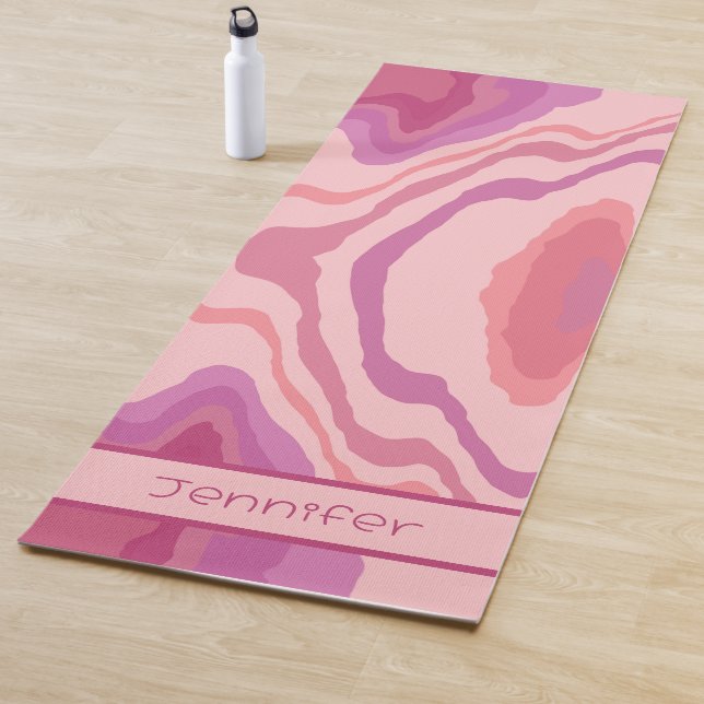 Fun Pink Abstract Modern Girly Inspirivity Yoga Mat (In Situ)