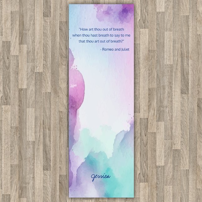 Fun Pink and Blue Pastel Watercolor Quote Yoga Mat (Creator Uploaded)