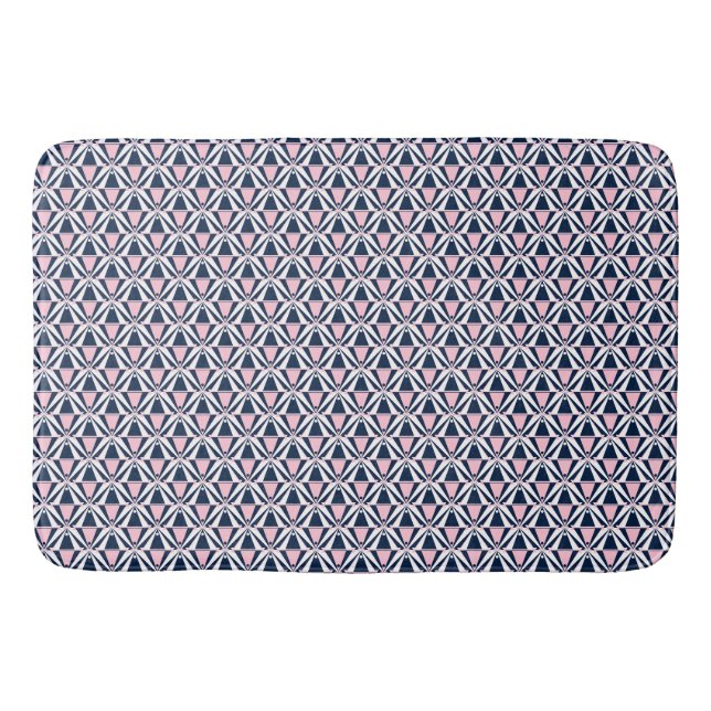 Fun Pink and Blue Pattern  Bath Mat (Front)