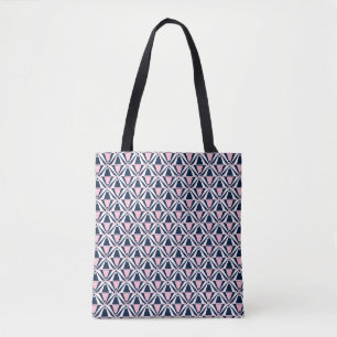 Fun Pink and Blue Pattern Tote Bag