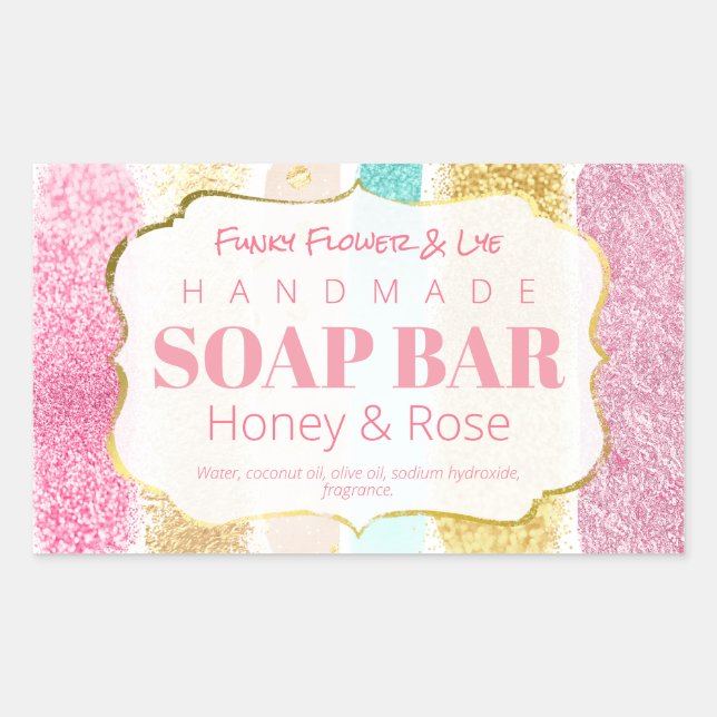 Fun Pink And Gold Scented Soap And Candle Labels (Front)