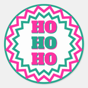 Fun Pink and Green Christmas Classic Round Sticker