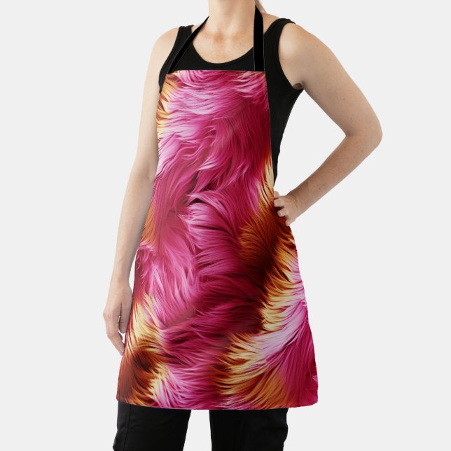 Fun Pink and Orange faux monster fur texture Apron (Insitu)