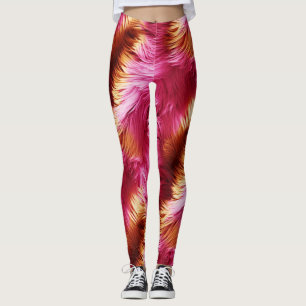 Fun Pink and Orange faux monster fur texture Leggings