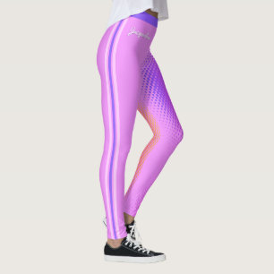 Fun Pink and Purple Stripes with Your Name on Pink Leggings