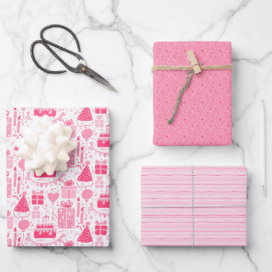 Fun Pink Birthday Wrapping Paper Sheet