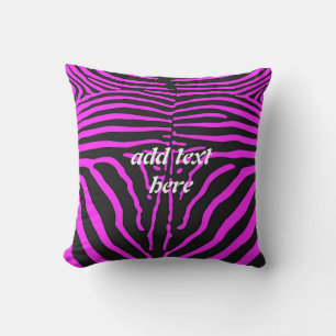 Fun Pink black Zebra Print - add name cushion